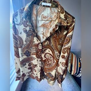 Gorgeous blouse in chocolate paisley print from Mango Suit collection.